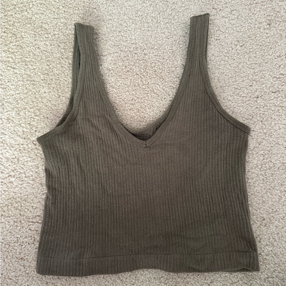 Olive Ribbed Women's Tank Top